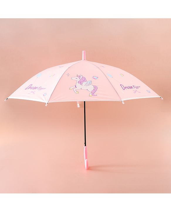 Babyhug Free Size Umbrella with Unicorn Print - Pink