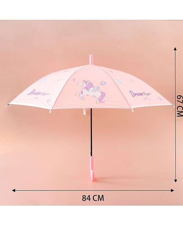 Babyhug Free Size Umbrella with Unicorn Print - Pink