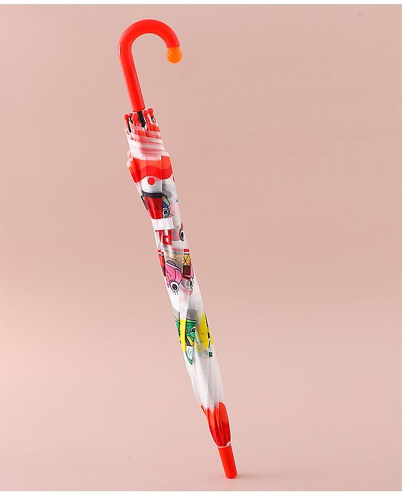 Babyhug Free Size Umbrella with Car Print - Red