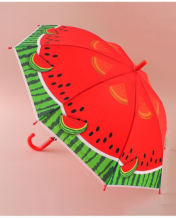 Babyhug Free Size Umbrella with Watermelon Print - Red