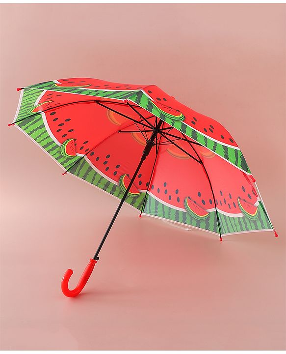 Babyhug Free Size Umbrella with Watermelon Print - Red