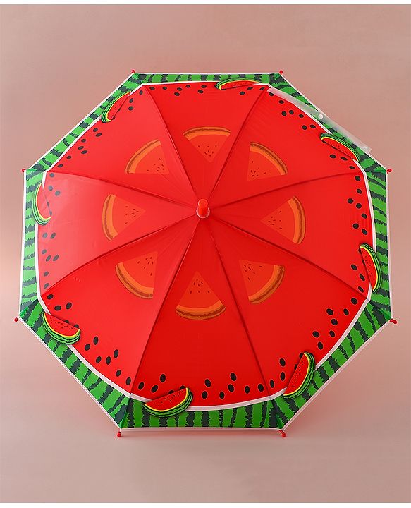 Babyhug Free Size Umbrella with Watermelon Print - Red