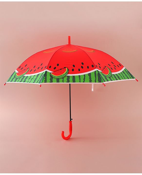 Babyhug Free Size Umbrella with Watermelon Print - Red