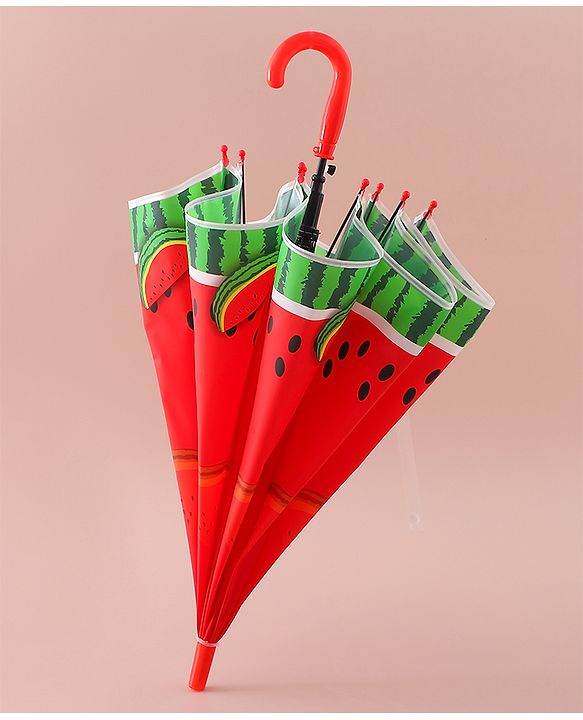 Babyhug Free Size Umbrella with Watermelon Print - Red
