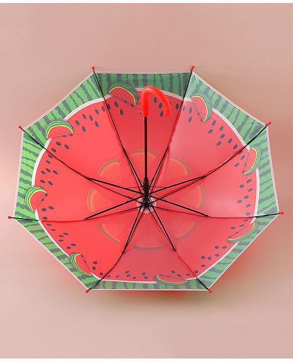 Babyhug Free Size Umbrella with Watermelon Print - Red