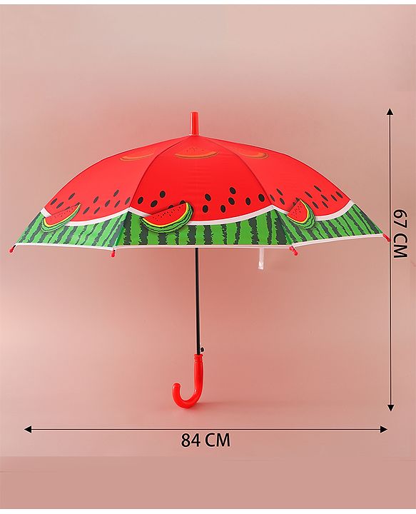 Babyhug Free Size Umbrella with Watermelon Print - Red