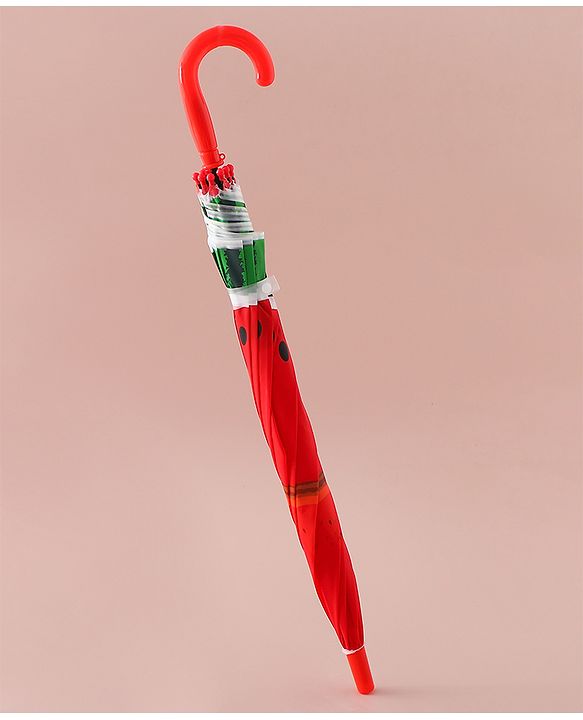 Babyhug Free Size Umbrella with Watermelon Print - Red