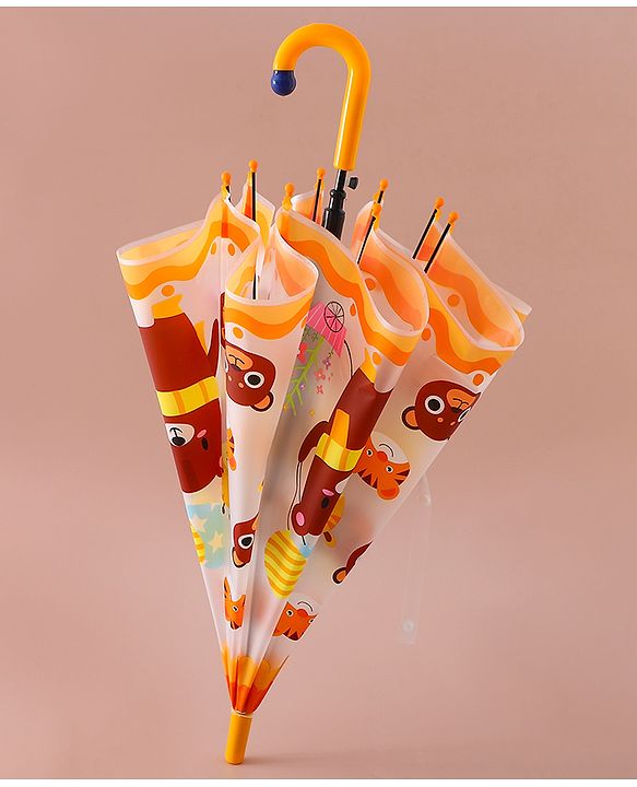 Babyhug Free Size Umbrella with Teddy Bear Print - Yellow