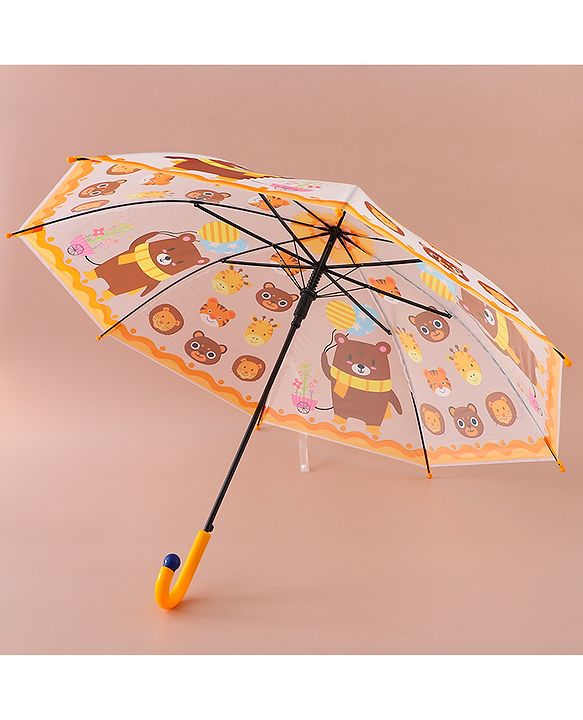Babyhug Free Size Umbrella with Teddy Bear Print - Yellow