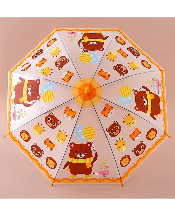 Babyhug Free Size Umbrella with Teddy Bear Print - Yellow