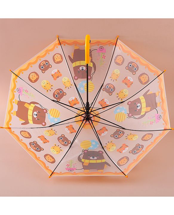 Babyhug Free Size Umbrella with Teddy Bear Print - Yellow