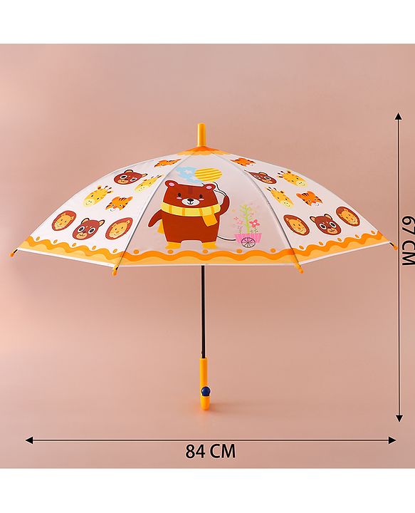 Babyhug Free Size Umbrella with Teddy Bear Print - Yellow