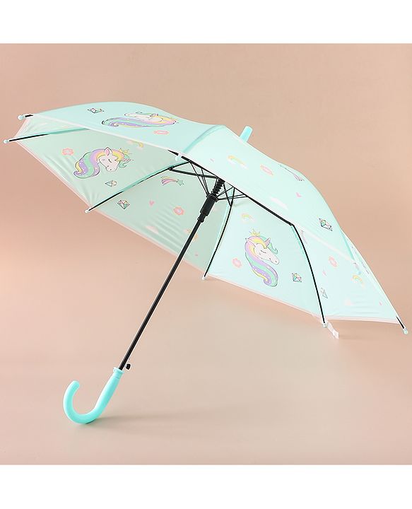Babyhug Free Size Umbrella with Unicorn Print - Sea Green