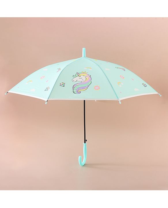 Babyhug Free Size Umbrella with Unicorn Print - Sea Green