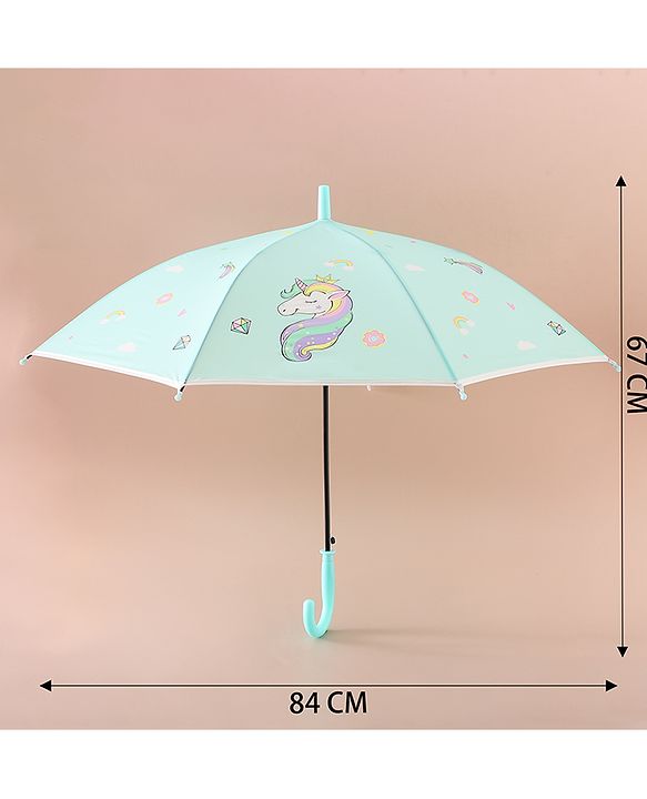 Babyhug Free Size Umbrella with Unicorn Print - Sea Green