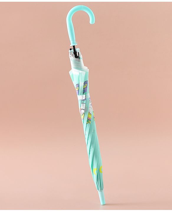 Babyhug Free Size Umbrella with Unicorn Print - Sea Green