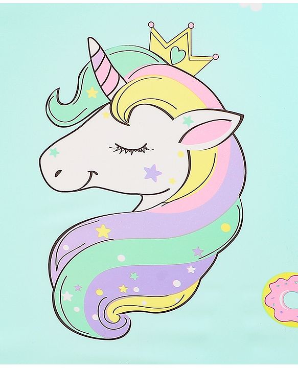 Babyhug Free Size Umbrella with Unicorn Print - Sea Green