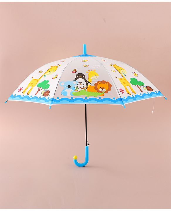 Babyhug Free Size Umbrella with Animal Print - White