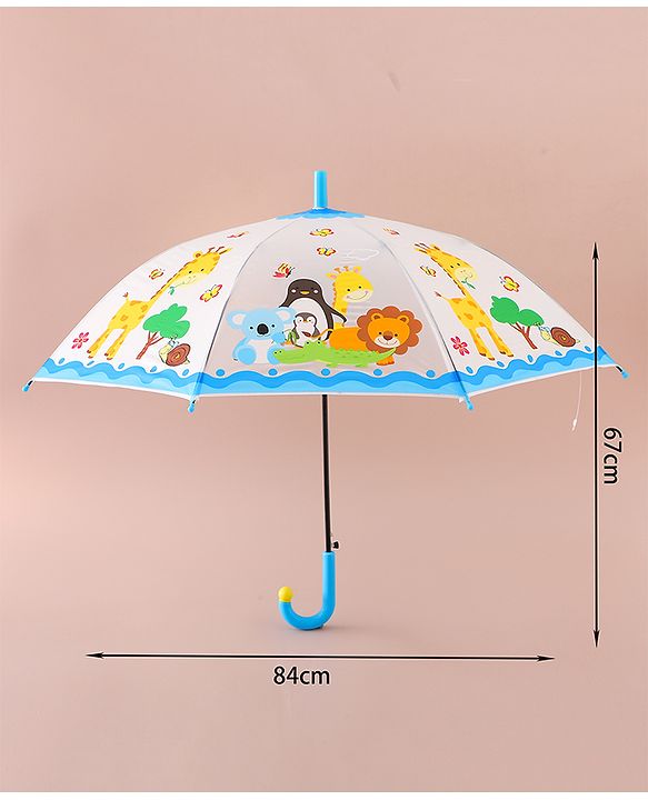 Babyhug Free Size Umbrella with Animal Print - White