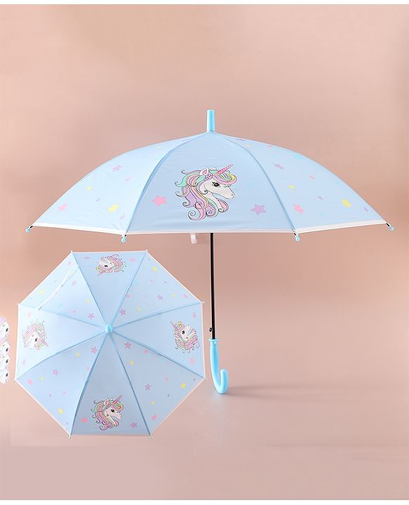 Babyhug Free Size Umbrella with Unicorn Print - Blue