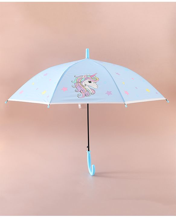 Babyhug Free Size Umbrella with Unicorn Print - Blue
