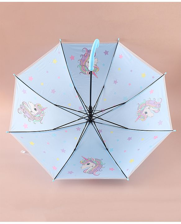 Babyhug Free Size Umbrella with Unicorn Print - Blue