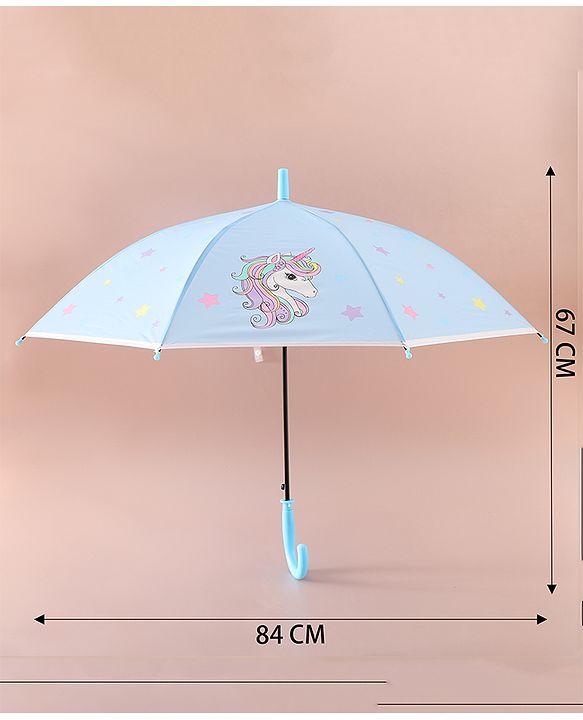 Babyhug Free Size Umbrella with Unicorn Print - Blue