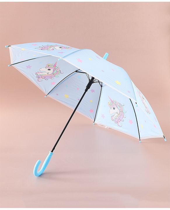 Babyhug Free Size Umbrella with Unicorn Print - Blue
