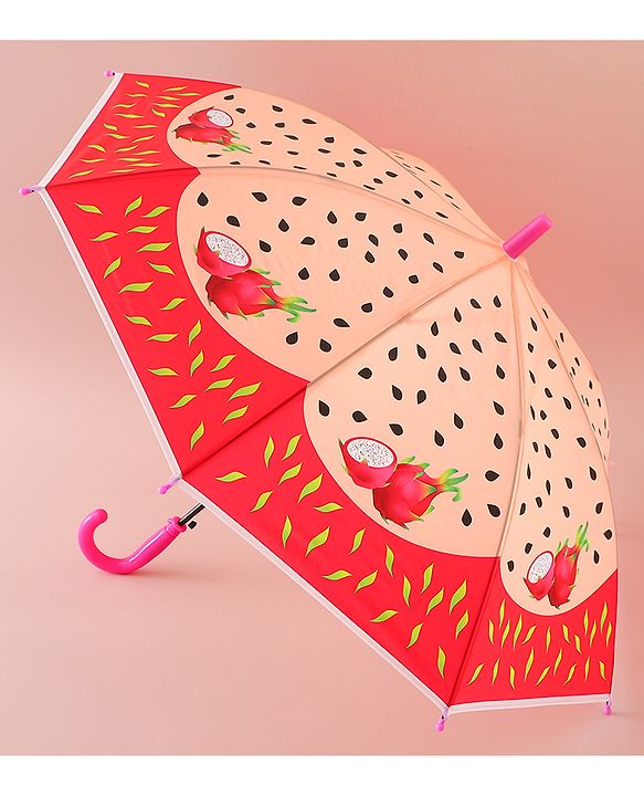 Babyhug Kids Umbrella With Dragon Fruit Print - Dark Pink