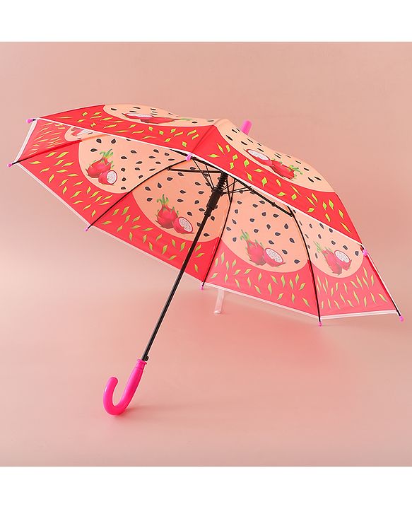 Babyhug Kids Umbrella With Dragon Fruit Print - Dark Pink