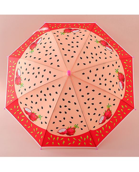 Babyhug Kids Umbrella With Dragon Fruit Print - Dark Pink
