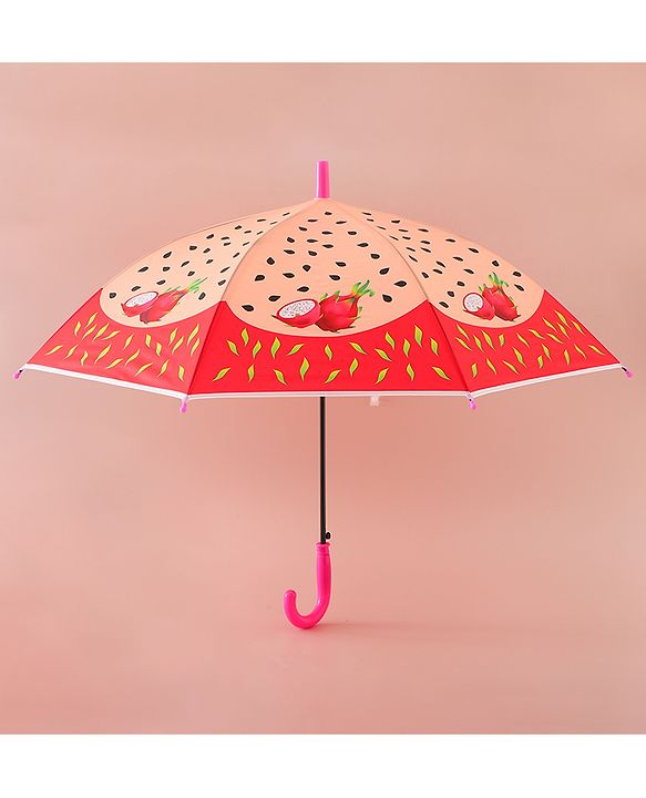 Babyhug Kids Umbrella With Dragon Fruit Print - Dark Pink