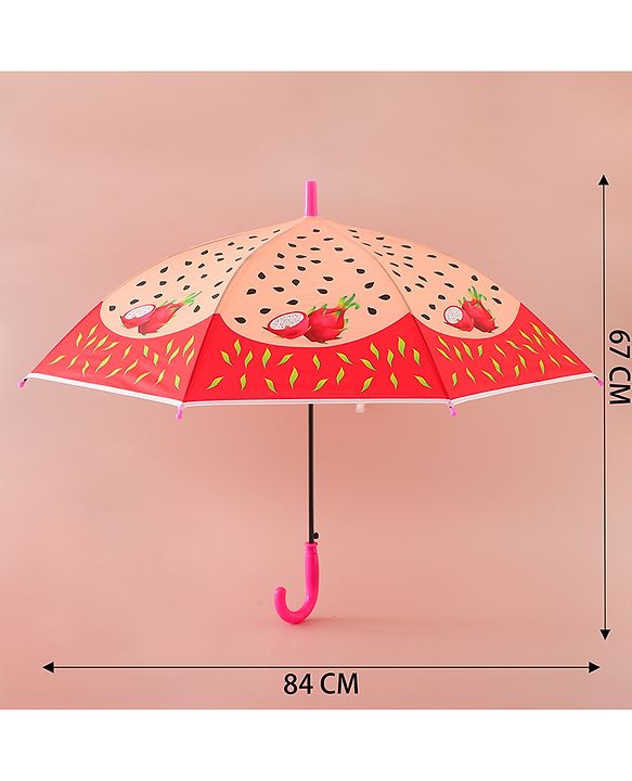 Babyhug Kids Umbrella With Dragon Fruit Print - Dark Pink