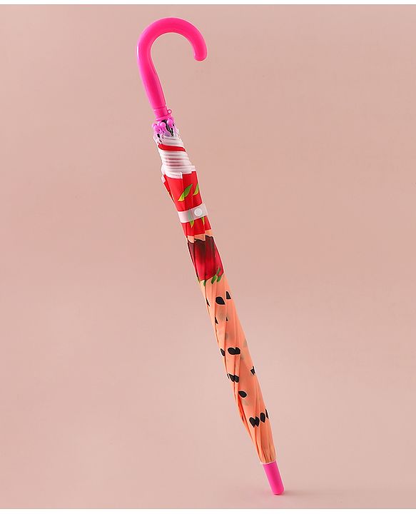 Babyhug Kids Umbrella With Dragon Fruit Print - Dark Pink