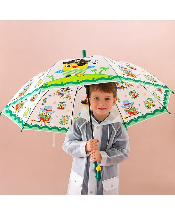 Babyhug Free Size Umbrella With Penguin Print - Green