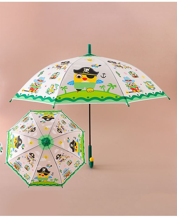 Babyhug Free Size Umbrella With Penguin Print - Green