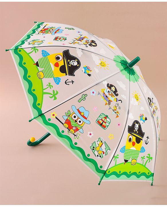 Babyhug Free Size Umbrella With Penguin Print - Green