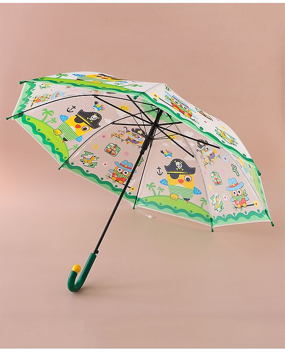 Babyhug Free Size Umbrella With Penguin Print - Green