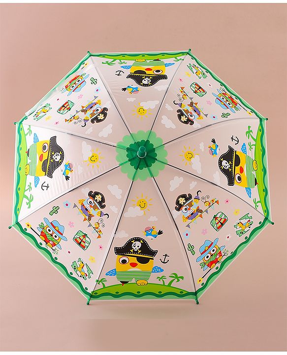 Babyhug Free Size Umbrella With Penguin Print - Green