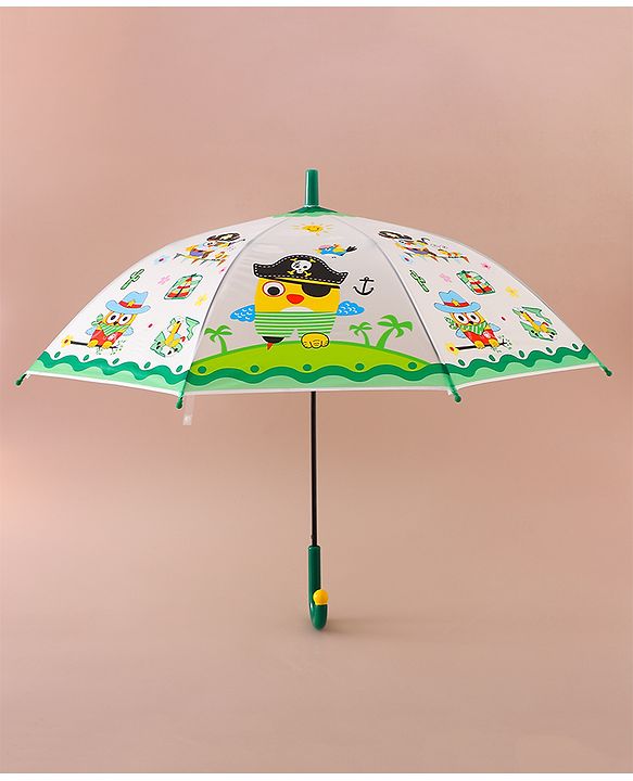 Babyhug Free Size Umbrella With Penguin Print - Green