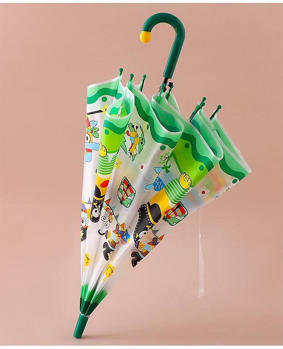 Babyhug Free Size Umbrella With Penguin Print - Green