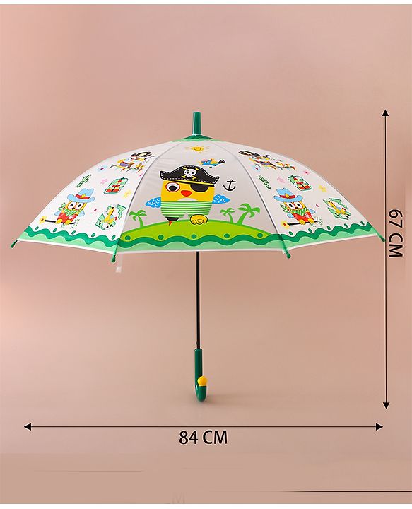 Babyhug Free Size Umbrella With Penguin Print - Green