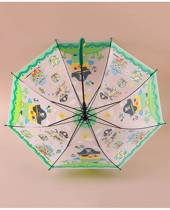 Babyhug Free Size Umbrella With Penguin Print - Green