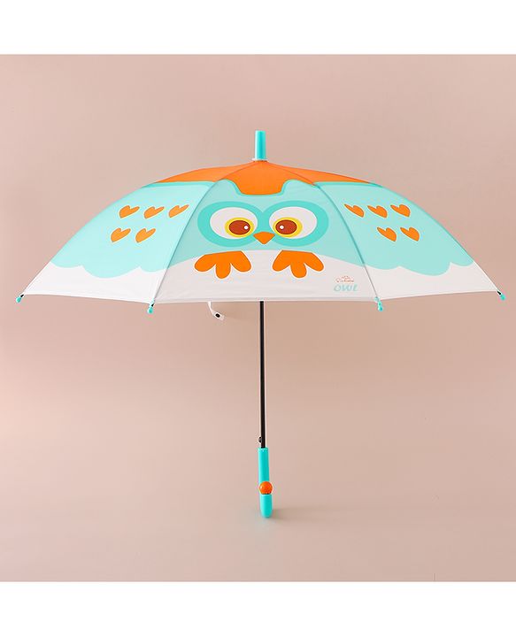 Babyhug Free Size Umbrella with Owl Print - Sea Green