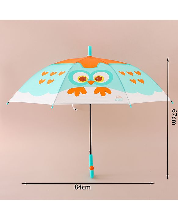 Babyhug Free Size Umbrella with Owl Print - Sea Green