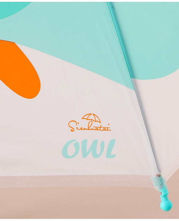 Babyhug Free Size Umbrella with Owl Print - Sea Green
