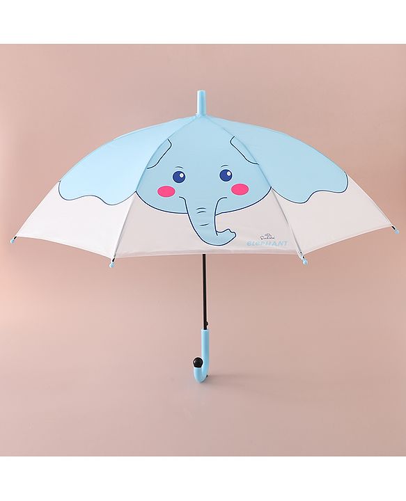 Babyhug Free Size Umbrella with Elephant Print - Light Blue