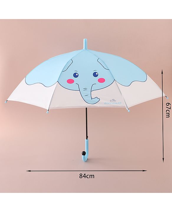 Babyhug Free Size Umbrella with Elephant Print - Light Blue