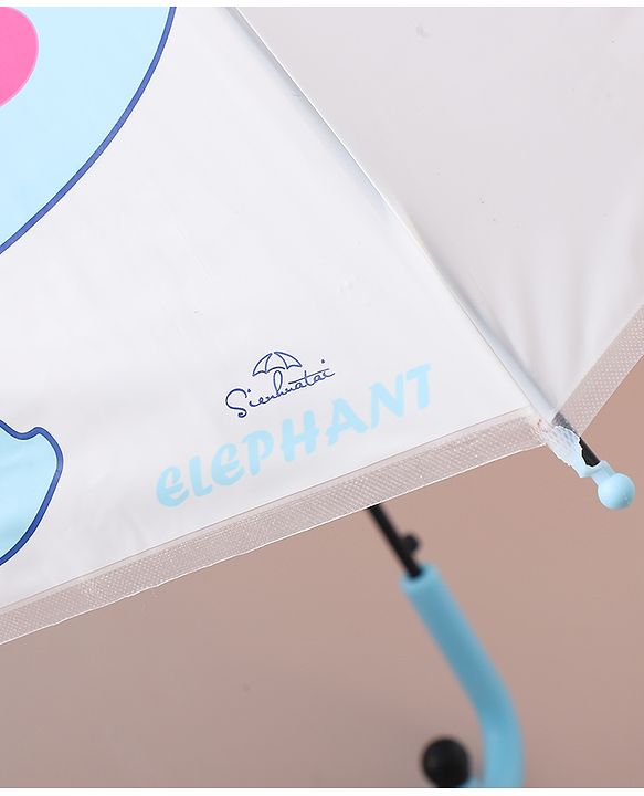 Babyhug Free Size Umbrella with Elephant Print - Light Blue