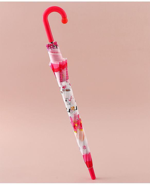 Babyhug Free Size Umbrella with Kitty Print - Fuchsia